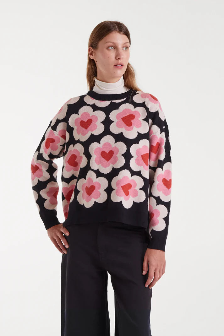 Maglione in maglia jacquard con stampa SweetHeart