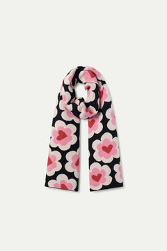 Sciarpa in maglia jacquard con stampa a cuore