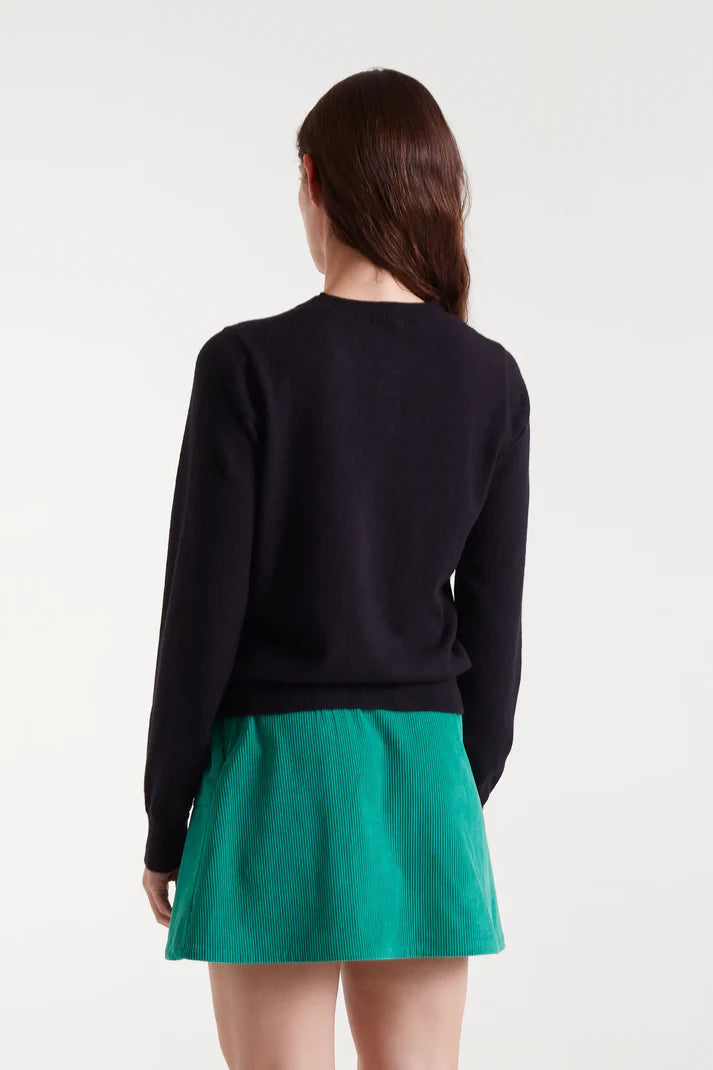 Cardigan nero lavorato a maglia con dettaglio a cuore