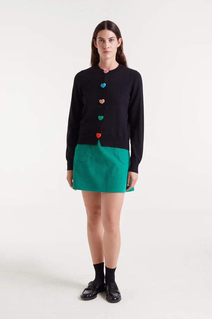 Cardigan nero lavorato a maglia con dettaglio a cuore