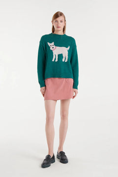 Maglione jacquard con stampa cane