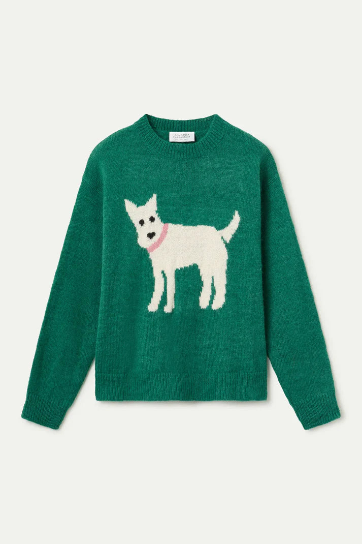 Maglione jacquard con stampa cane