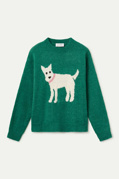 Maglione jacquard con stampa cane