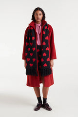 Sciarpa in maglia jacquard stampata con piccolo attacco di cuore