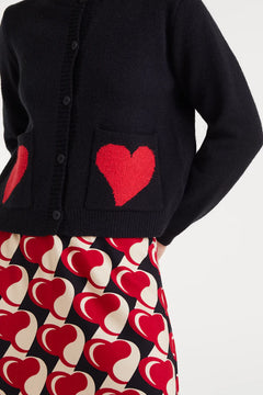 Cardigan jacquard con stampa piccola "Heart Attack"