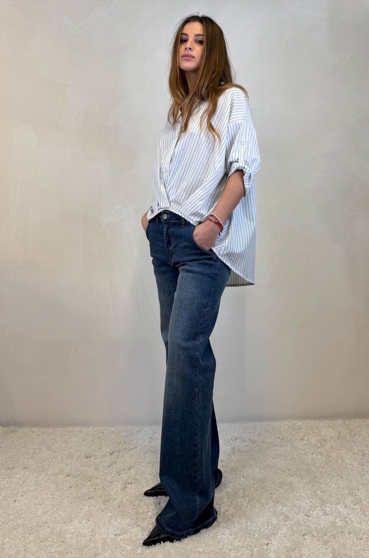 Jeans Dritto Tasche Americana