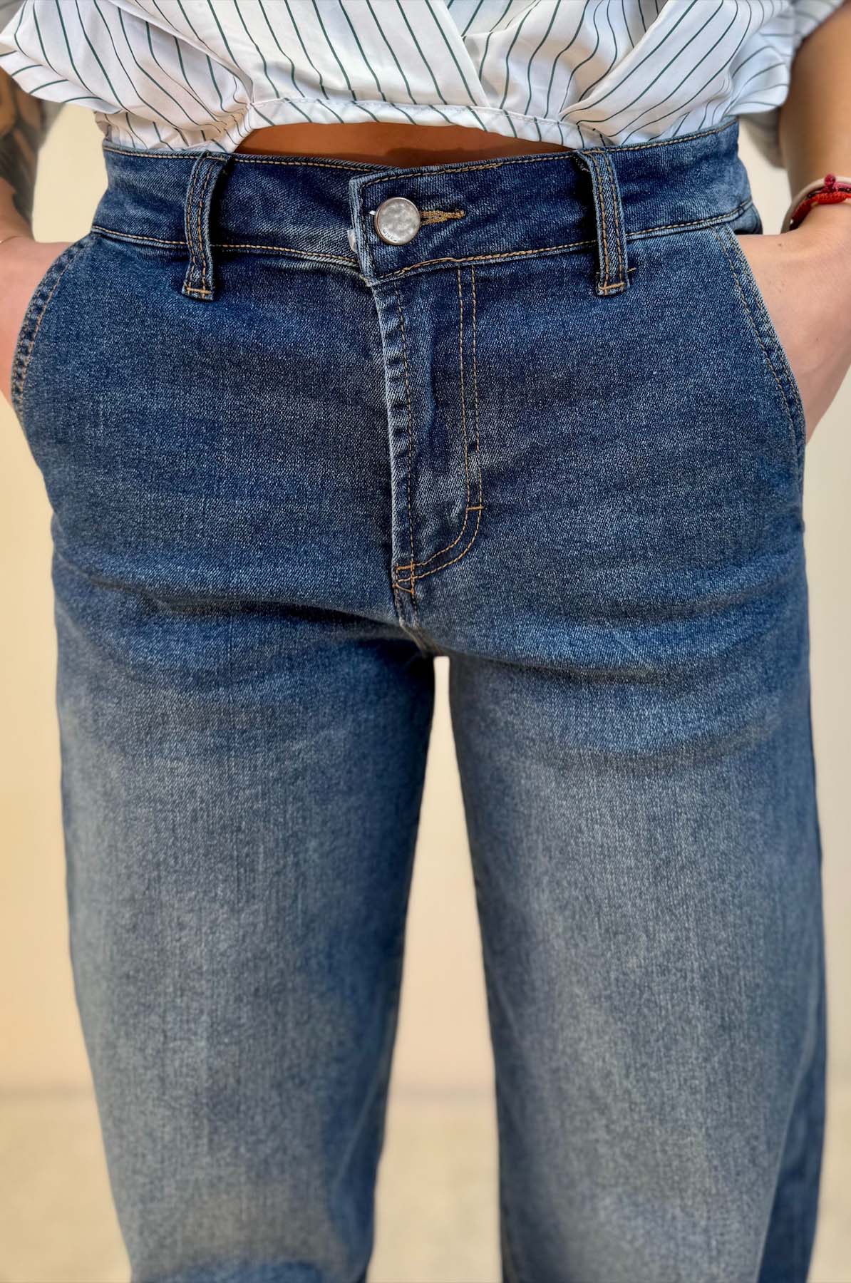 Jeans Dritto Tasche Americana