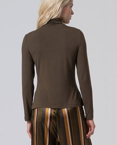 T-shirt dolcevita in viscosa di bambù