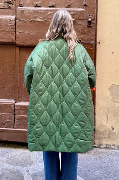 Giacca Kimono Trapunta Verde/Arancio