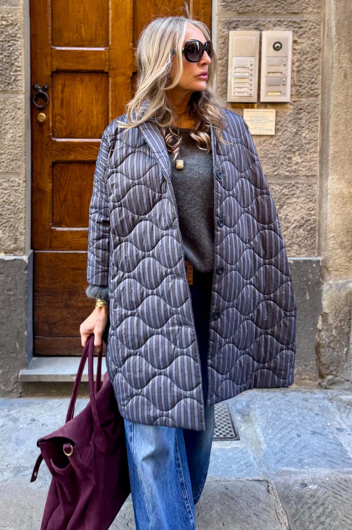 Giacca Kimono Trapunta Righe