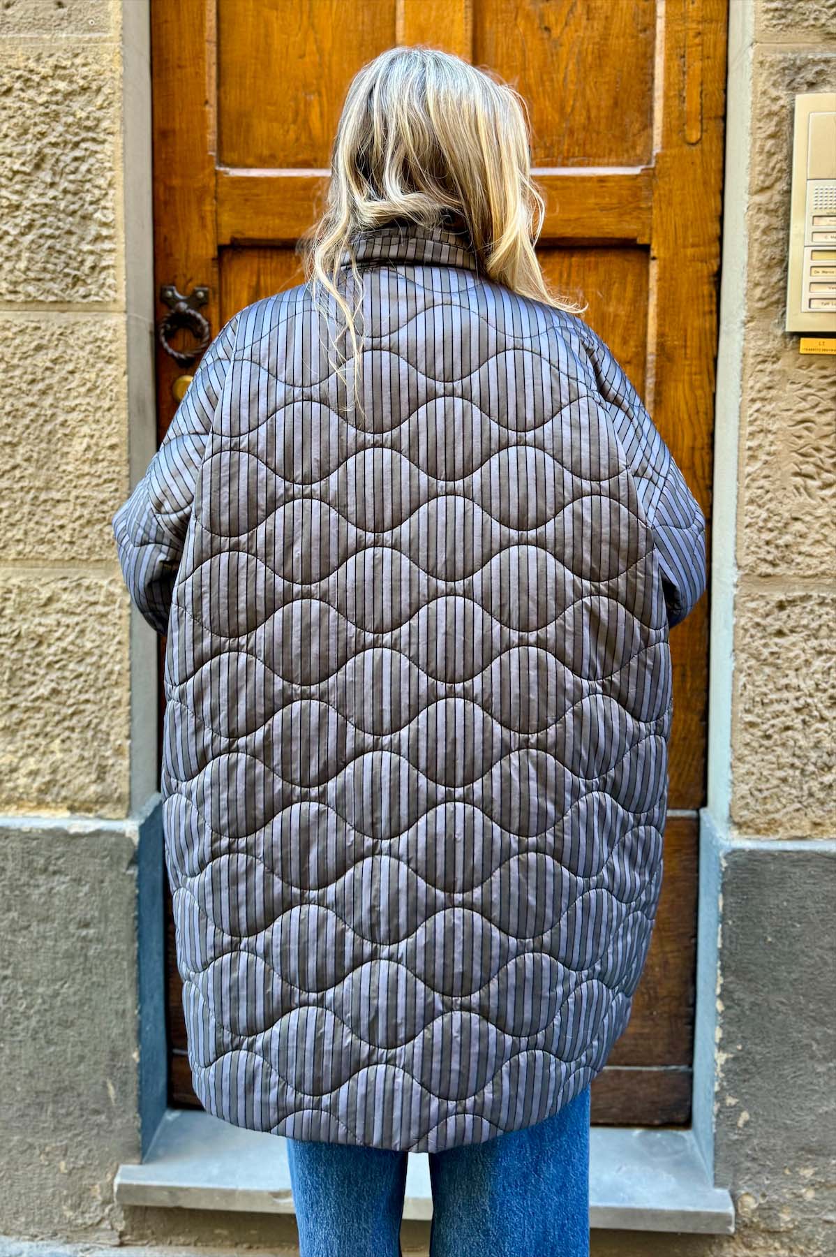 Giacca Kimono Trapunta Righe