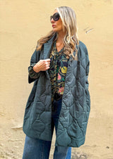 Giacca Kimono Trapunta Verde/Nero