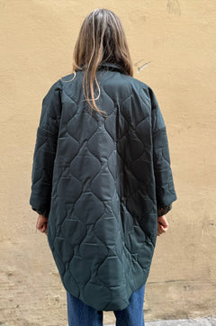 Giacca Kimono Trapunta Verde/Nero