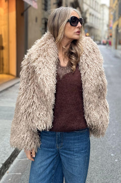 Giacca corta ecopelliccia mongolia