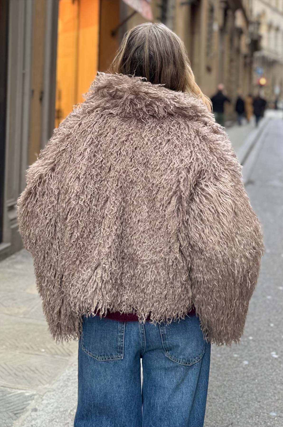 Giacca corta ecopelliccia mongolia