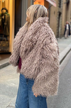 Giacca corta ecopelliccia mongolia