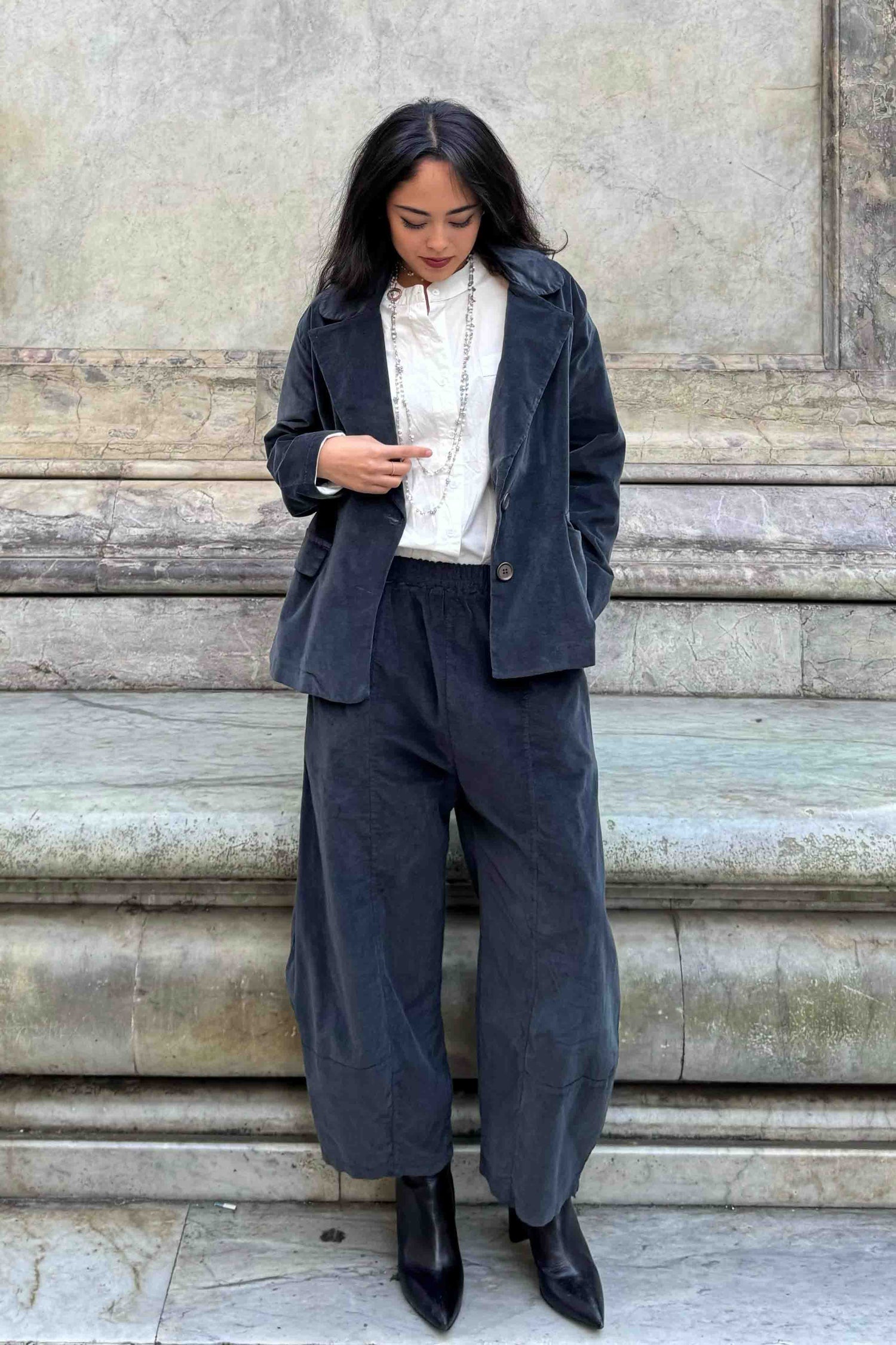 Giacca Svasata Velluto Liscio