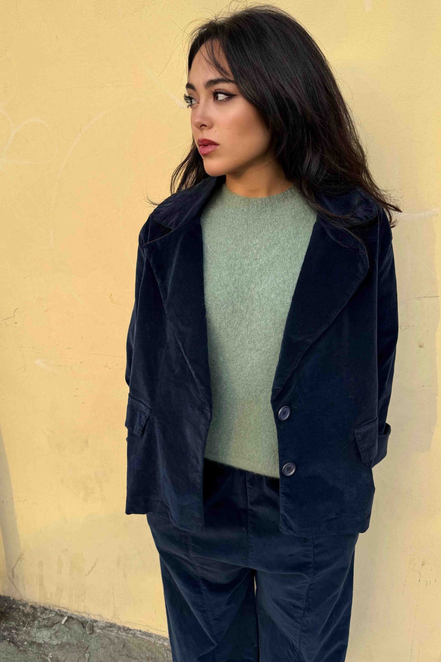 Giacca Svasata Velluto Liscio