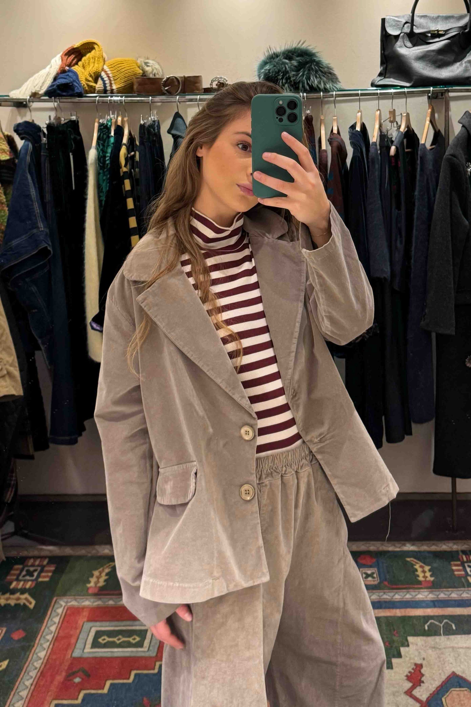 Giacca Svasata Velluto Liscio