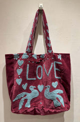 Shopper Double Velluto Ricamata