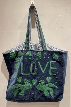 Shopper Double Velluto Ricamata