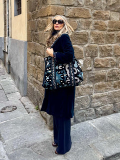 Shopper  Double in Velluto Ricamata