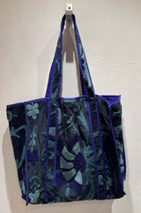 Shopper in velluto ricamata