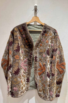 Giacca ricamata in Velluto Collo a V