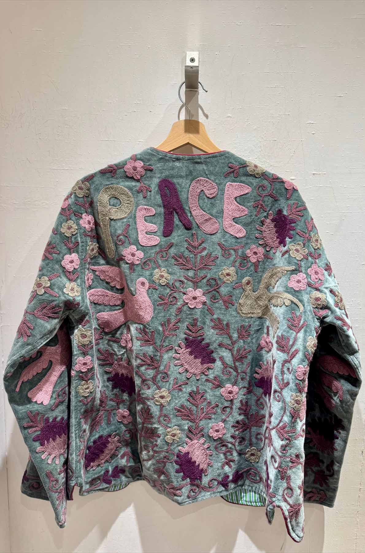 Giacca ricamata in Velluto Collo a V