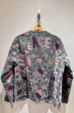 Giacca ricamata in Velluto Collo a V