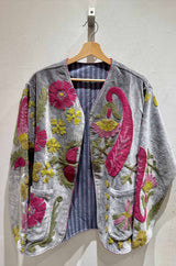 Giacca ricamata in Velluto Collo a V