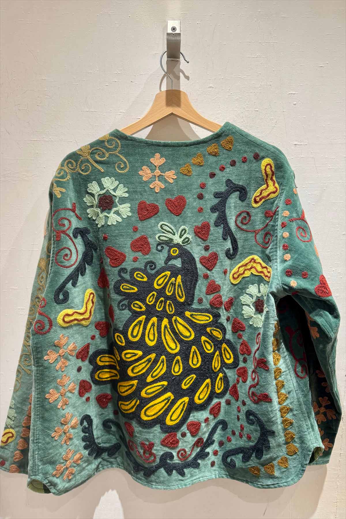 Giacca ricamata in Velluto Collo a V