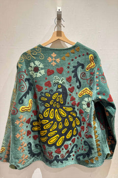 Giacca ricamata in Velluto Collo a V