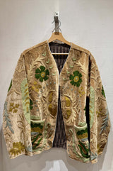 Giacca ricamata in Velluto Collo a V