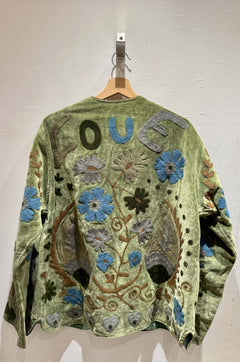 Giacca ricamata in Velluto Collo a V