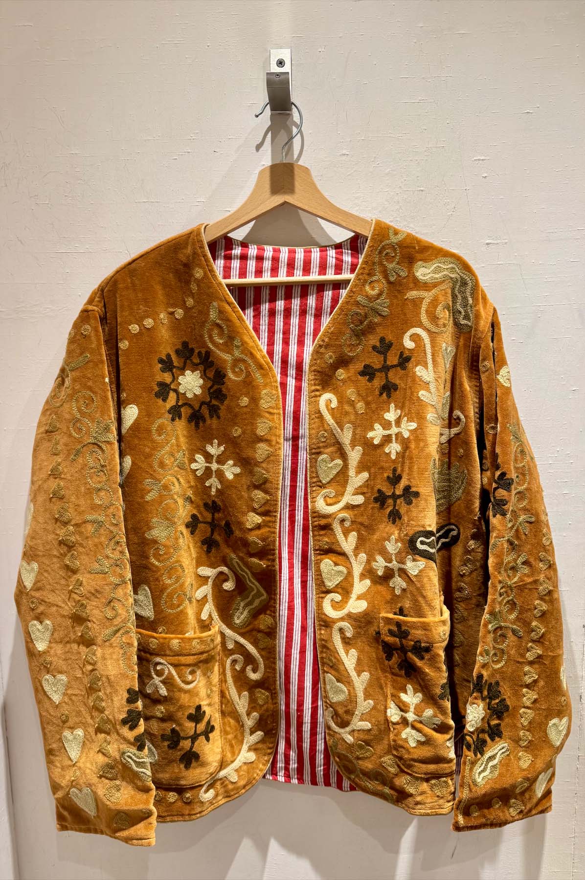 Giacca ricamata in Velluto Collo a V