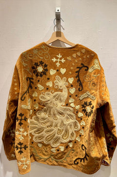 Giacca ricamata in Velluto Collo a V