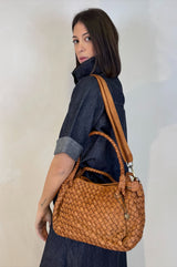 Borsa a Bauletto Cuoio Intrecciato