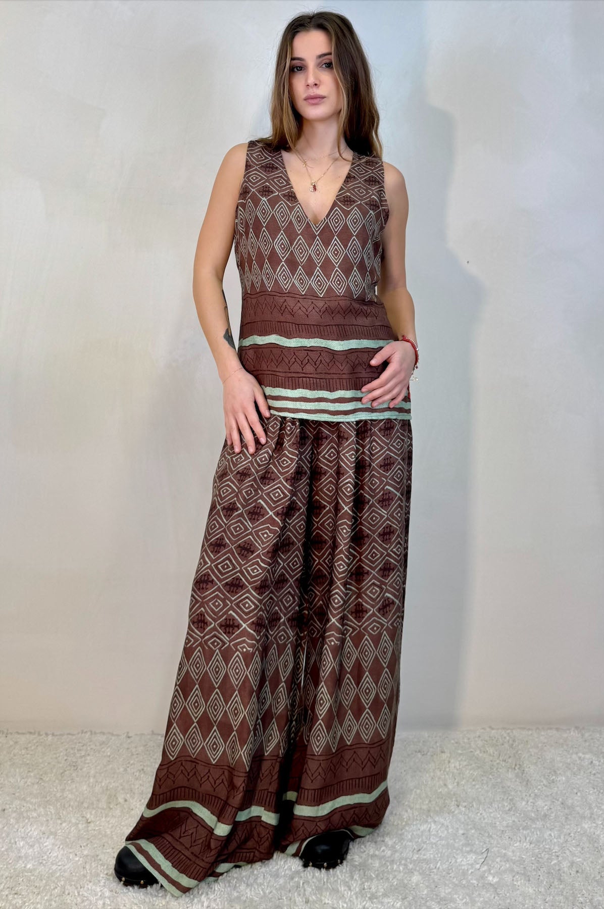 Pantalone Palazzo fantasia Geometrica Tribale