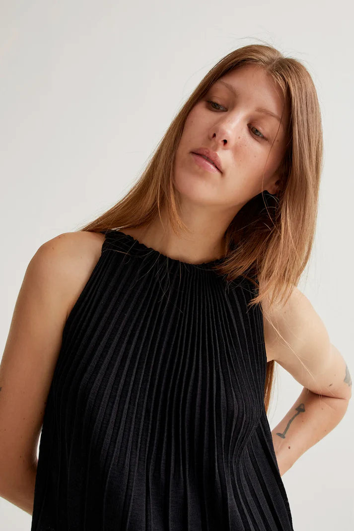 Abito Lungo Nero Plissettato