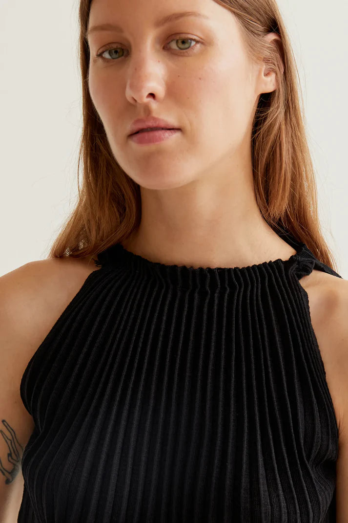 Top Nero Plissettato