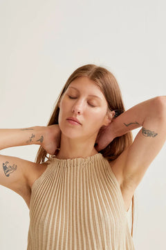 Top Beige Plissettato