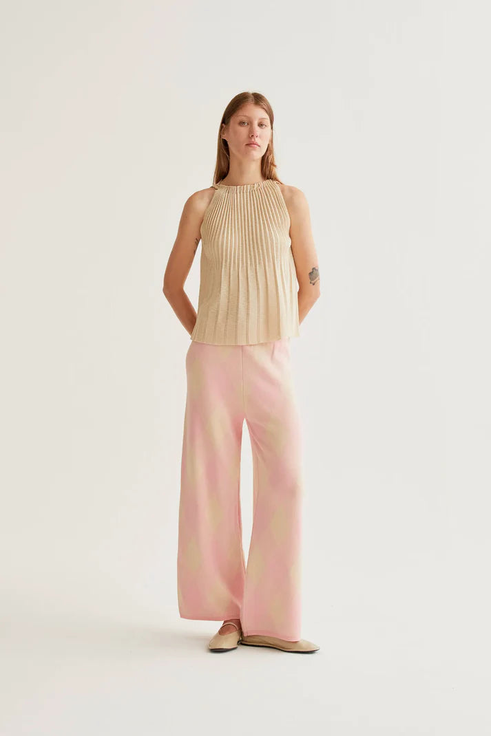 Top Beige Plissettato