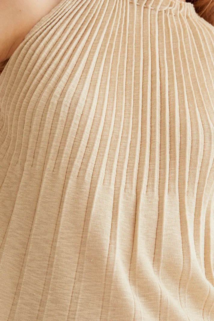 Top Beige Plissettato