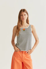 Top in maglia a righe bianche e nere