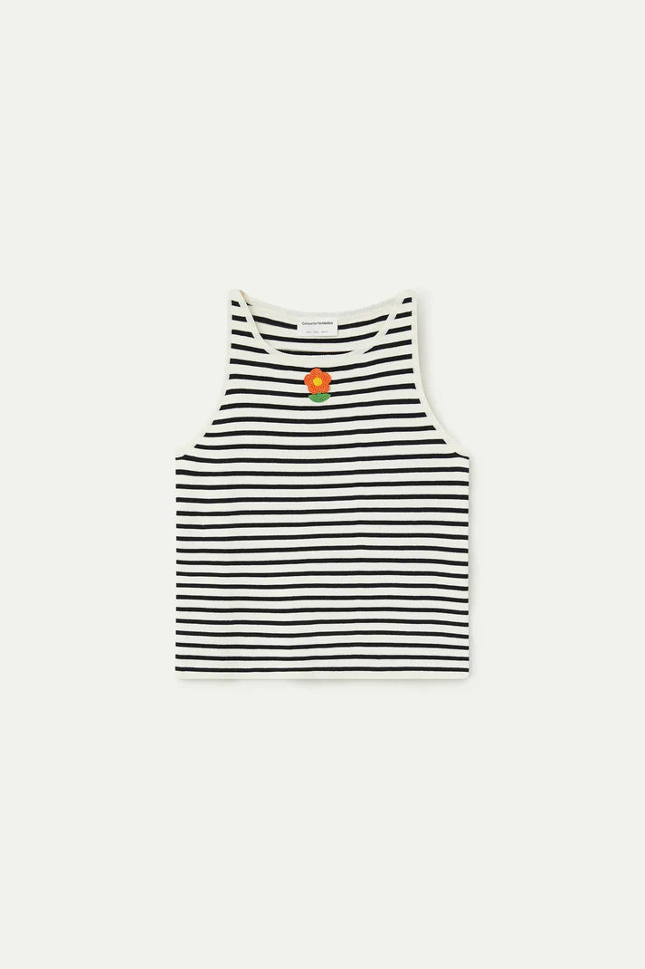 Top in maglia a righe bianche e nere