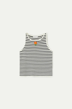 Top in maglia a righe bianche e nere