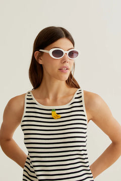 Top a righe con Ricamo