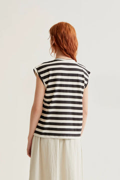 Maglietta righe ricamo Tulipano