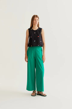 Top Nero stampa Fiori